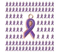 WKabnkn 100Pack Cuore Nastro Accessorio Per La Consapevolezza Del Nastro Di Fascino Dei Monili Risultati di Colore Misto Ciondolo A Forma Di Cuore Abbellimenti Componenti Per La Realizzazione, Misura