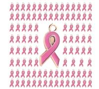WKabnkn 100Pack Cuore Nastro Accessorio Per La Consapevolezza Del Nastro Di Fascino Dei Monili Risultati di Colore Misto Ciondolo A Forma Di Cuore Abbellimenti Componenti Per La Realizzazione, Misura