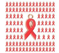 WKabnkn 100Pack Cuore Nastro Accessorio Per La Consapevolezza Del Nastro Di Fascino Dei Monili Risultati di Colore Misto Ciondolo A Forma Di Cuore Abbellimenti Componenti Per La Realizzazione, Misura