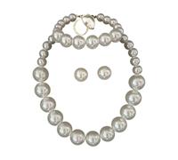 WKabnkn 3. Set di 5 gioielli con perle finte e orecchini, per feste formali, pelle sensibile, set di gioielli alla moda con perle, Misura unica, come descritto, come descritto