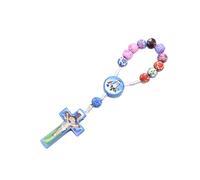 WKabnkn Braccialetto da preghiera in argilla morbida, elegante, rosario, perline religiose, crocifisso, catena a mano per bambini, meditazioni, gioielli di preghiera in argilla