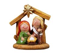 WKabnkn Cartoon Miniature Presepe Statue Religiose Decorazioni per la casa Resine Mangiatoia Scena Figurine Per Natale Celebrazione Natale Scrivania Display Religioso