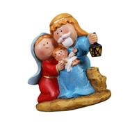 WKabnkn Cartoon Miniature Presepe Statue Religiose Decorazioni per la casa Resine Mangiatoia Scena Figurine Per Natale Celebrazione Natale Scrivania Display Religioso