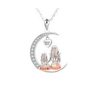 WKabnkn Collana con ciondolo a forma di cuore e luna, con simbolo dell'albero della vita, catena regolabile, perfetta per la festa della mamma, compleanno, per la sua famiglia, collana regolabile