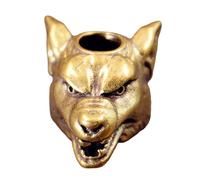 WKabnkn Ornamento unico in ottone testa di lupo per decorazione zaino elegante paracord portachiavi ciondolo gioielli che fanno forniture per gli appassionati all'aperto accessorio, Misura unica, come