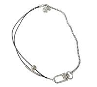 WKabnkn Rock Black Rope Gomito Fibbia in Metallo Splicing Collana Retro Semplice Catena Clavicola Cool Neck Catene Girocollo Club Gioielli Gomito Fibbia in Metallo Collana di giunzione