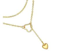 WKabnkn Sofisticata collana a strati con cuore elegante collana lunga con un delicato ciondolo a forma di cuore per donne alla moda alla moda, Misura unica, come descritto, come descritto