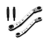 WKabnkn Strumenti chiave di servizio 3/16 "a 3/8" 5/16" 1/4" condizionatori d'aria Valvole Chiave a cricchetto con 2 adattatori esagonali per apparecchiature di refrigerazione Riparazione