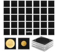 wkao 40 contenitori acrilici della raccolta della moneta con schiuma regolabile, supporti della moneta della serratura a scatto per esposizione e stoccaggio