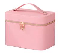 wkao Caso cosmetico portatile rosa dell'organizzatore con lo specchio, borsa impermeabile di trucco di viaggio dell'unità di elaborazione, stoccaggio degli articoli da toeletta di cura della pelle