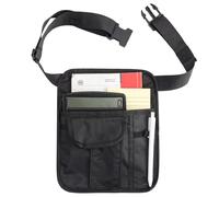 wkao Grembiule multiuso con tasca per soldi, cintura regolabile con 6 tasche per server, organizer Oxford nero per camerieri