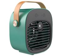 wkao Raffreddatore d'aria portatile, ventola da scrivania verde con batteria ricaricabile USB da 4000 mAh, tecnologia Nano spray, funzione nebulizzazione, manico in pelle artificiale, 170 x 96 x 167