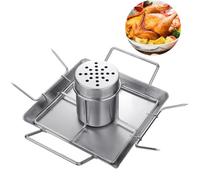 wkao Supporto per pollo in acciaio inox e vassoio per arrosti, kit di cottura con forchette per forno o barbecue