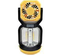 wkao Ventilatore da campeggio, luce ricaricabile per tenda con lanterna a LED, display di alimentazione portatile, 5 modalità, ricarica di emergenza di tipo C per esterni, batteria a lunga durata, 20