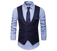 WKAYsIV Gilet-Western-scollo-lavoro Gilet da Abito Uomo Formale Elegante Tinta Unita Cravatte Fazzoletto Panciotto Per Matrimonio con Tasche XS-4XL Estivo XXL 10.99