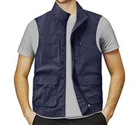 WKAYsIV Giubbotto-Trekking-Reporter-multiple Gilet Formale da Uomo Nero in Cotone Panciotto Elegante Casual con Scozzese a Quadri Estivo Pelle Moto L 20.99