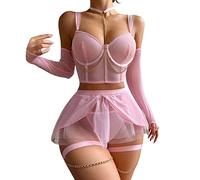 WKAYsIV Lingerie-Trasparente-Sleepwear Donna Lingerie Sexy Bodystocking a Rete Camicia da Notte Cavallo Aperto Regalo di Natale per Mamma M 21.99