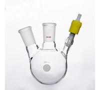 WKEWANG Bottiglia di Reazione a Due Colli, Flask, Reazione, 2 Colli, Nuova valvola PTFE ad Alto Vuoto da 8 mm con Foro di aspirazione, F16(250mL-F169125K)
