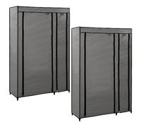 WKIEQACO Armadio pieghevole 2 pezzi grigio 110 x 45 x 175 cm in tessuto Armadietti & Armadietti e armadi