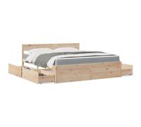 WKIEQACO Letti e accessori, Letti e strutture letto, letto con cassetti e materasso, 180 x 200 cm, super king size, in legno di pino massiccio