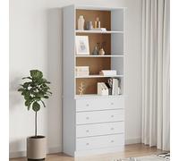 WKIEQACO Scaffalatura, librerie e mensole in piedi, libreria con cassetti ALTA bianco, 77 x 35 x 186,5 cm, in legno massello di pino