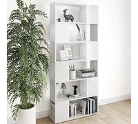 WKIEQACO Scaffalature, librerie e mensole in piedi, divisorio per libri, bianco lucido, 80 x 24 x 186 cm, in legno ingegnerizzato