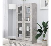 WKIEQACO Scaffalature, librerie e ripiani in piedi, vetrina armadio grigio cemento 82,5x30,5x150 cm legno ingegnerizzato