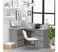 WKIEQACO Scrivania angolare Sonoma grigia 145 x 100 x 76 cm in legno ingegnerizzato