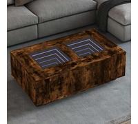 WKIEQACO Tavoli, tavolini d'accento, tavolini da caffè, tavolino con infinito LED in rovere fumé, 116 x 69 x 40 cm