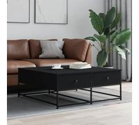 WKIEQACO Tavoli, tavolini, tavolini, tavolino da caffè, nero, 100 x 99 x 40 cm, in legno ingegnerizzato