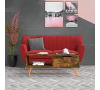 WKIEQACO Tavolino da caffè in rovere fumé, 100 x 49,5 x 43 cm, tavolini in legno ingegnerizzato, tavolini da caffè