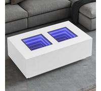 WKIEQACO Tavolino da salotto con LED Infinity bianco, 116 x 69 x 40 cm, tavolini d'accento