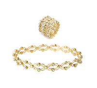 Wkldjf 2 in 1 retrattile creativo elastico Twist pieghevole cristallo anelli telescopici ebreo mens anelli con, Gold-color, come descritto, come descritto