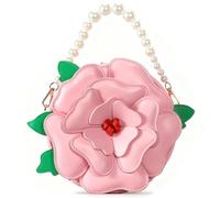Wkldjf Bella borsa da donna a forma di fiore con dettagli in perle finte e tracolla rimovibile, borsa da sera per riporre la borsa alla moda, A