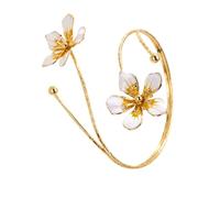 Wkldjf Braccialetto elastico con fiori con gocce di olio 3D, ideale per stili naturali e viaggi, gioiello retrò floreale, Misura unica, come descritto