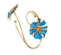 Wkldjf Braccialetto elastico con fiori con gocce di olio 3D, ideale per stili naturali e viaggi, gioiello retrò floreale, Misura unica, come descritto