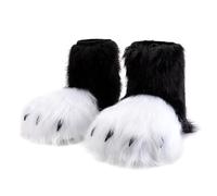 Wkldjf Calzature realistiche per cosplayer e attori di scena, comode pellicce finte per piedi di animali, Nero , Taglia unica