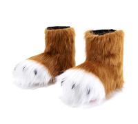 Wkldjf Calzature realistiche per cosplayer e attori di scena, comode pellicce finte per piedi di animali, Marrone, Taglia unica