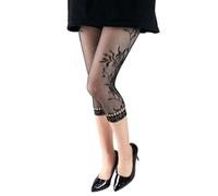 Wkldjf Collant da donna elasticizzati corti in pizzo con fiore in pizzo a capris collant a rete velati leggings sottogonna mezza slip collant elasticizzati da donna, 159 nero, Taglia unica