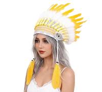 Wkldjf Copricapo indiano tradizionale culturale, accessorio per cosplay, per riunioni speciali e fascia etnica luminosa, design regolabile, per raduni adulti