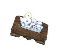 Wkldjf Elegante 1/12 Miniatura Ceramica Teaware con Teiera Quattro Tazze Vassoio Stili Cinesi Teaset Casa di Bambola Scena Display Decors Casa di Bambola Accessori