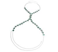 Wkldjf Elegante gioiello in lega d'argento con cristalli verdi o bianchi per festival musicali, festival, gioielli alla moda, One Size, come descritto, come descritto