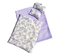 Wkldjf Lavabile Casa di Bambola Camera Biancheria Da Letto Set Con Fiore Rurale Stampa Design Miniature Camera Da Letto Accessori Per La Scena Modello Display Casa di Bambola Accessori Mobili