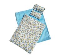 Wkldjf Lavabile Casa di Bambola Camera Biancheria Da Letto Set Con Fiore Rurale Stampa Design Miniature Camera Da Letto Accessori Per La Scena Modello Display Casa di Bambola Accessori Mobili