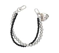 Wkldjf Perline catena borsa cinghie perle borse ciondoli per borse estensore di ricambio per borsa a tracolla fibbia in metallo fascino, Perline nere e argentate