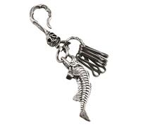 Wkldjf Portachiavi a forma di teschio in argento alla moda con aspetto riflettente, ottimo ornamento decorativo per zaino per uso quotidiano portachiavi a forma di, C, Taglia unica