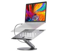 Wkldjf Supporto rotante in alluminio per laptop con hub USB C integrato per ricarica rapida e docking station USB C video 4K con supporto
