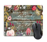 Wknoon Christian Bible Verses Scripture Quotes Proverbs 3-5 Mouse Pad Trust in The Lord with All Your Heart Mouse Pads Vintage Old Floral W