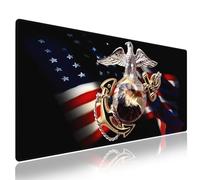 Wknoon. Tappetino per mouse extra large per giochi e ufficio (80 x 30 cm) - Aquila patriottica e ancora d'oro e bandiera americana, tappetino da scrivania XXL di alta qualità con bordi cuciti