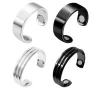 WKRTDY 4 Anelli Magnetici in Rame per Uomo e Donna - Sollievo Artritico - Terapia Magnetica per Dita, Pollice e Tunnel Carpale, Regolabili per Uomini e Donne, per Compleanno, Festa della Mamma